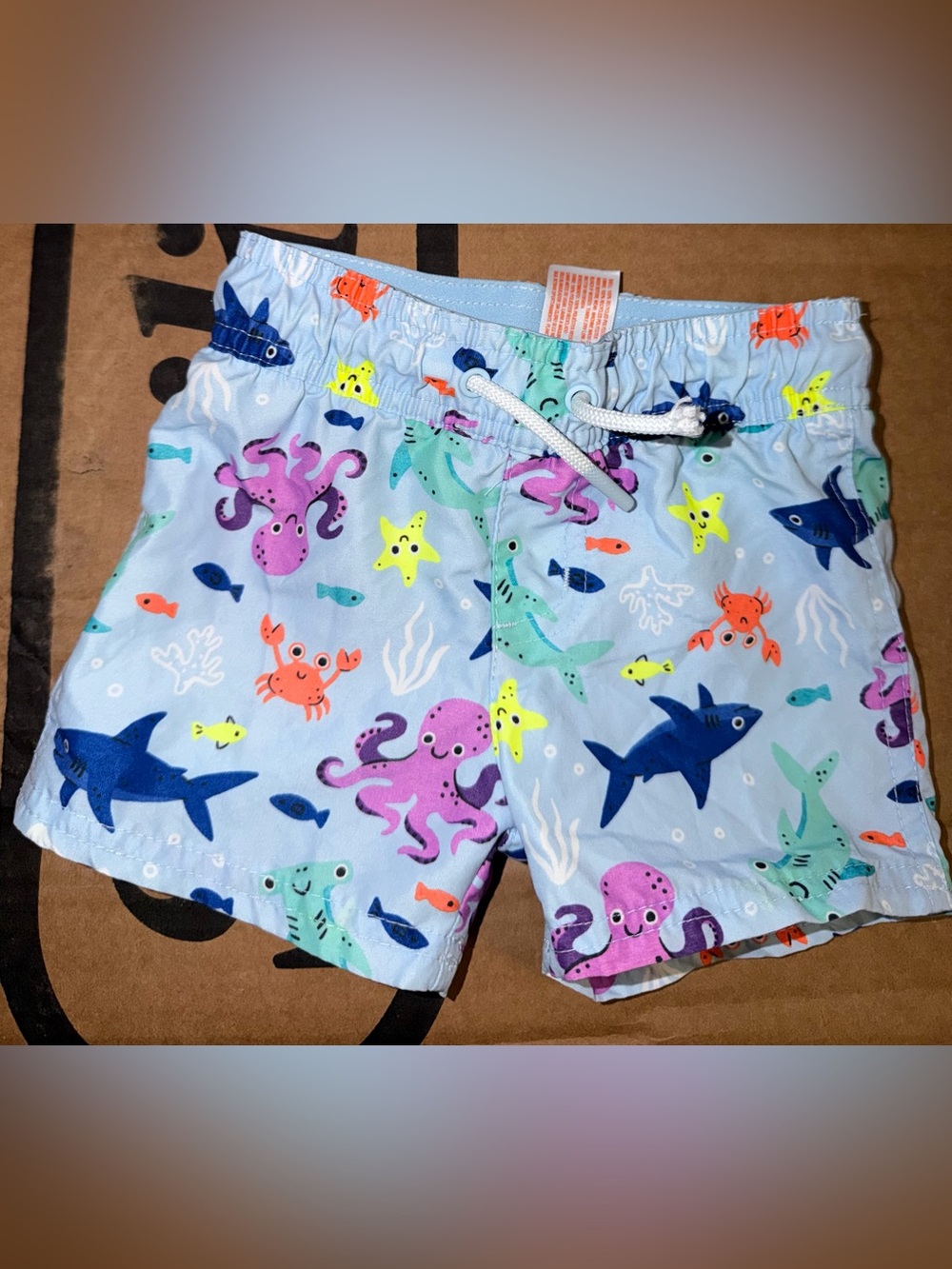 Target Kids' Light Blue Swim Shorts with Ocean Creature Print